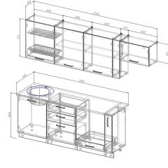 Кухонный гарнитур Вегас 2550 (Стол. 26мм) в Ревде - revda.mebel24.online | фото 2