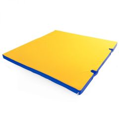 Мат гимнастический 1х1х0,05м с вырезом под стойки цв. синий-желтый в Ревде - revda.mebel24.online | фото 1