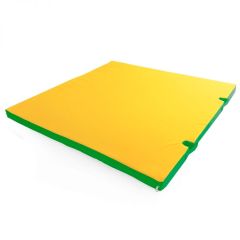 Мат гимнастический 1х1х0,05м с вырезом под стойки цв. зеленый-желтый в Ревде - revda.mebel24.online | фото 1