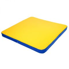 Мат гимнастический 1,36х1,36х0,08м складной закругленные углы цв. синий-желтый (для ДСК Игрунок) в Ревде - revda.mebel24.online | фото