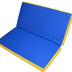 Мат гимнастический 1х1х0,08м складной цв. синий-желтый в Ревде - revda.mebel24.online | фото