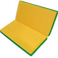 Мат гимнастический 1х1х0,08м складной цв. зеленый-желтый в Ревде - revda.mebel24.online | фото 1