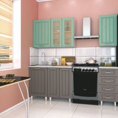 Модульная кухня Луксор серый-бирюза в Ревде - revda.mebel24.online | фото 1