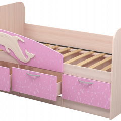 Кровать Дельфин 1,6 (Дуб молочный/фасад - Ламарти розовый) в Ревде - revda.mebel24.online | фото