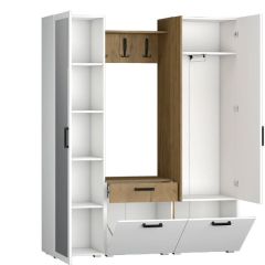 Прихожая Прайм-1 (Белый Текстурный/Дуб Крафт Золотой) в Ревде - revda.mebel24.online | фото 2