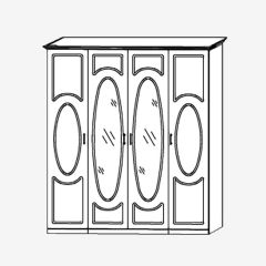 Прованс-2 Шкаф 4-х дверный с 2 зеркалами (Итальянский орех/Груша с платиной черной) в Ревде - revda.mebel24.online | фото