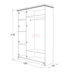 Шкаф 3-х дверный Ольга-1Н для одежды и белья в Ревде - revda.mebel24.online | фото 2