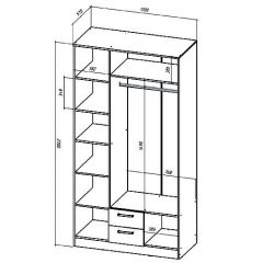 КОСТА-РИКА Шкаф 3-х створчатый (шимо светлый/шимо темный) в Ревде - revda.mebel24.online | фото 2