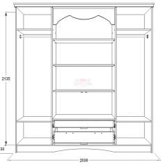 Шкаф 4-х дверный для одежды и белья Ольга-10 МДФ в Ревде - revda.mebel24.online | фото 2