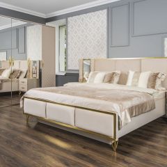 Шкаф 5-ти ств с зеркалами Lara (бежевый глянец) в Ревде - revda.mebel24.online | фото 4
