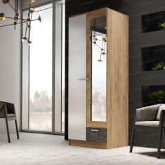 Шкаф Адель 800 с полками (дуб вотан/белый глянец) в Ревде - revda.mebel24.online | фото