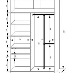 Шкаф-купе 1400 серии SOFT D8+D2+B2+PL4 (2 ящика+F обр.штанга) профиль «Графит» в Ревде - revda.mebel24.online | фото 3