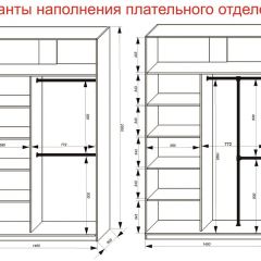 Шкаф-купе 1400 серии SOFT D8+D2+B2+PL4 (2 ящика+F обр.штанга) профиль «Графит» в Ревде - revda.mebel24.online | фото 7