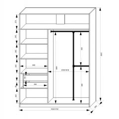 Шкаф-купе 1500 серии NEW CLASSIC K4+K4+B2+PL4 (2 ящика+F обр. штанга) профиль «Капучино» в Ревде - revda.mebel24.online | фото 3