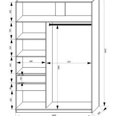 Шкаф-купе 1600 серии SOFT D1+D3+B2+PL1 (2 ящика+1штанга) профиль «Графит» в Ревде - revda.mebel24.online | фото 4