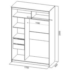 Шкаф-купе №19 Серия 3 Квадро (1700) Ясень Анкор светлый в Ревде - revda.mebel24.online | фото 4