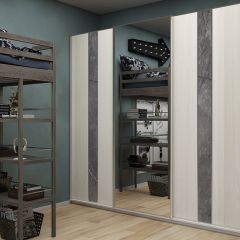 Шкаф-купе 1950 серии SILVER S4+S1+S4 B22+PL4 (по 2 ящика лев/прав+F обр.штанга) профиль «Серебро» в Ревде - revda.mebel24.online | фото