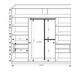 Шкаф-купе 2150 серии NEW CLASSIC K4+K4+K4+B22+PL4(по 2 ящика лев/прав+F обр.штанга) профиль «Капучино» в Ревде - revda.mebel24.online | фото 3