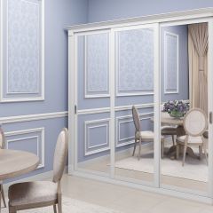 Шкаф-купе 2450 серии NEW CLASSIC K1+K1+K1+B22+PL4 (по 2 ящика лев/прав+F обр.штанга) профиль «Капучино» в Ревде - revda.mebel24.online | фото