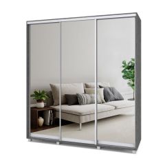 МАРТИН Шкаф-купе с зеркалами Камень темный (2000*450) М403 в Ревде - revda.mebel24.online | фото