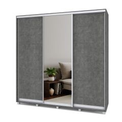 МАРТИН Шкаф-купе с зеркалом Камень темный (2200*450) М422 в Ревде - revda.mebel24.online | фото 1