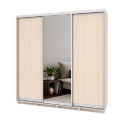 МАРТИН Шкаф-купе с зеркалом Млечный дуб (2200*450) М422 в Ревде - revda.mebel24.online | фото