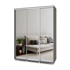 РОЛАНД Шкаф-купе с зеркалами Анкор темный (450*1700)  Р473 в Ревде - revda.mebel24.online | фото