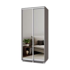 РОЛАНД Шкаф-купе с зеркалами Анкор темный (450*1000) Р403 в Ревде - revda.mebel24.online | фото