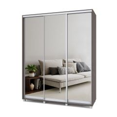 РОЛАНД Шкаф-купе с зеркалами Анкор темный (450*1800) Р483 в Ревде - revda.mebel24.online | фото
