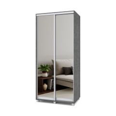 РОЛАНД Шкаф-купе с зеркалами Камень темный (450*1000) Р403 в Ревде - revda.mebel24.online | фото