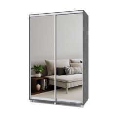 РОЛАНД Шкаф-купе с зеркалами Камень темный (450*1400) Р443 в Ревде - revda.mebel24.online | фото 5