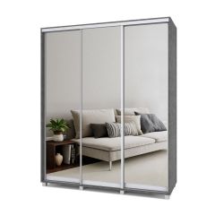РОЛАНД Шкаф-купе с зеркалами Камень темный (450*1800) Р483 в Ревде - revda.mebel24.online | фото