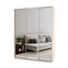 РОЛАНД Шкаф-купе с зеркалами Млечный дуб (450*1700)  Р473 в Ревде - revda.mebel24.online | фото
