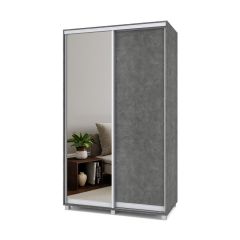 РОЛАНД Шкаф-купе с зеркалом Камень темный (450*1300) Р432 в Ревде - revda.mebel24.online | фото 2
