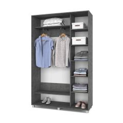 РОЛАНД Шкаф-купе с зеркалом Камень темный (450*1400) Р442 в Ревде - revda.mebel24.online | фото 3