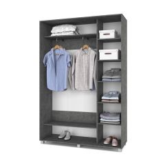 РОЛАНД Шкаф-купе с зеркалом Камень темный (450*1500) Р452 в Ревде - revda.mebel24.online | фото 3