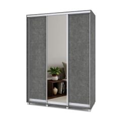 РОЛАНД Шкаф-купе с зеркалом Камень темный (450*1600) Р462 в Ревде - revda.mebel24.online | фото 2