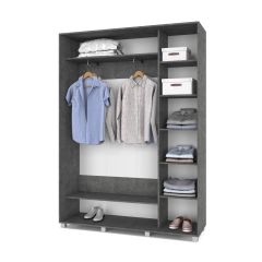 РОЛАНД Шкаф-купе с зеркалом Камень темный (450*1600) Р462 в Ревде - revda.mebel24.online | фото 3