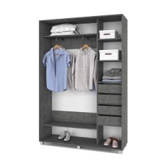 РОЛАНД Шкаф-купе с зеркалом Камень темный (450*1600) Р462 в Ревде - revda.mebel24.online | фото 5