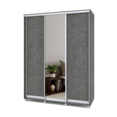 РОЛАНД Шкаф-купе с зеркалом Камень темный (450*1700) Р472 в Ревде - revda.mebel24.online | фото