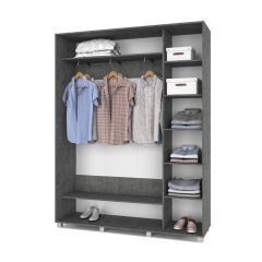 РОЛАНД Шкаф-купе с зеркалом Камень темный (450*1700) Р472 в Ревде - revda.mebel24.online | фото 2