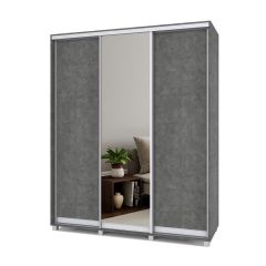 РОЛАНД Шкаф-купе с зеркалом Камень темный (450*1800) Р482 в Ревде - revda.mebel24.online | фото