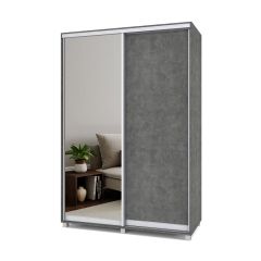 РОЛАНД Шкаф-купе зеркалом Камень темный (600*1500) Р652 в Ревде - revda.mebel24.online | фото