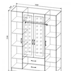 СОФИ СШК1600.1Шкаф 4-х ств с2мя зерк, 2 ящиками в Ревде - revda.mebel24.online | фото 2