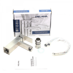 Смеситель д/ум MELANA-F610201 Cubo нерж.сталь, однорычажный, сатин, литой излив в Ревде - revda.mebel24.online | фото 3