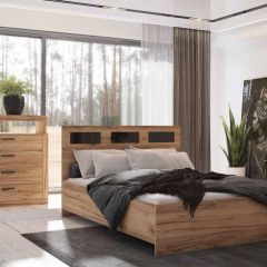 ГАММА Спальный гарнитур (модульный) дуб вотан в Ревде - revda.mebel24.online | фото 2