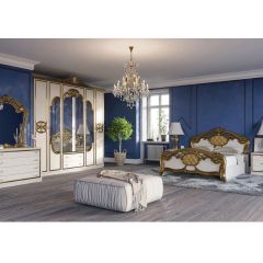 Спальня Ольга (комплект 6 дв.) беж/золото матовый в Ревде - revda.mebel24.online | фото