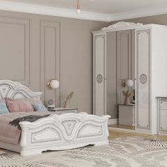 Спальный гарнитур Грация (модульный) белый/серебро в Ревде - revda.mebel24.online | фото