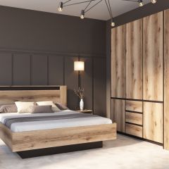 ПРАГА Спальный гарнитур Серия 3 (Дуб Делано/Дуб Венге) в Ревде - revda.mebel24.online | фото 3