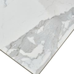 Стол CREMONA 140 HIGH GLOSS STATUARIO Белый мрамор глянцевый, керамика/ белый каркас, ®DISAUR в Ревде - revda.mebel24.online | фото 5